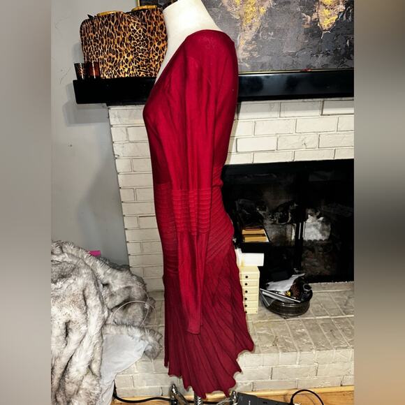 MAX STUDIO Fitted Knit Stretch Delores’s Autumn Rust Long Sleeve Size Large - Picture 4 of 9